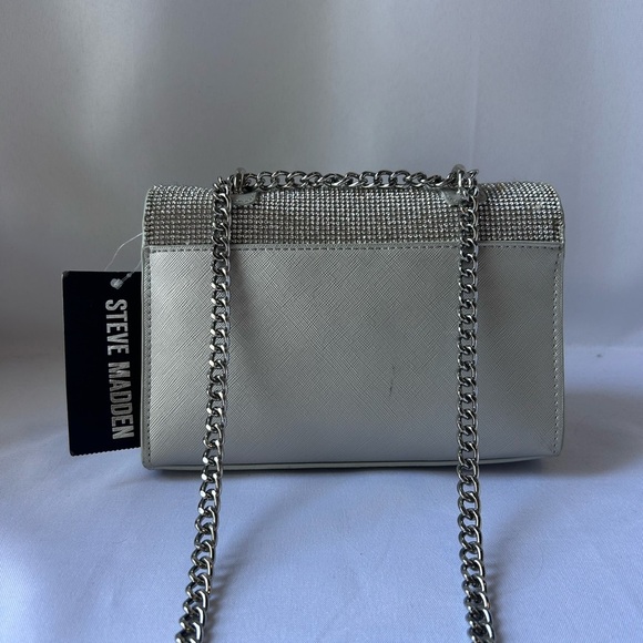 Steve Madden Wonders Diamante Cross Body Bag In Silver - Picture 6 of 10